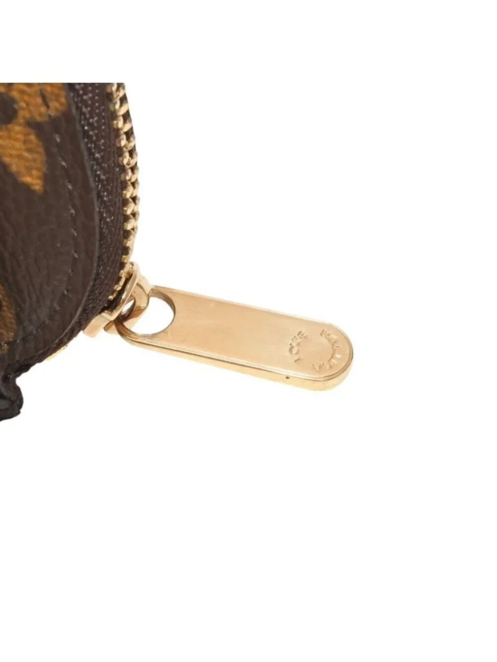 Louis Vuitton Porte Monnaie Ring Coin Purse Gold Brown